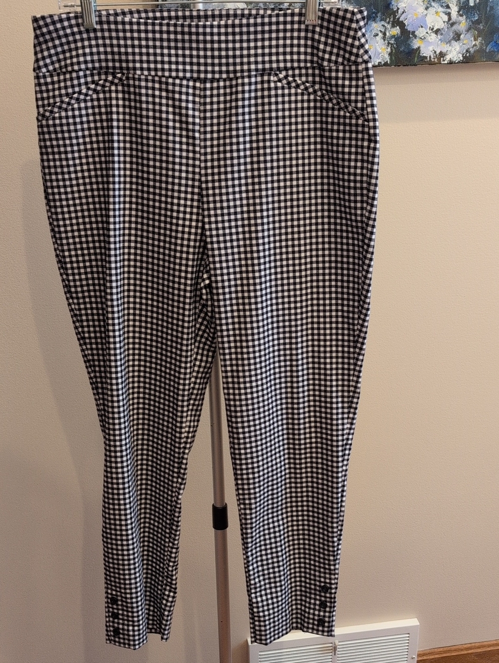 Chico's Navy and White Gingham Perfect Stretch Pants